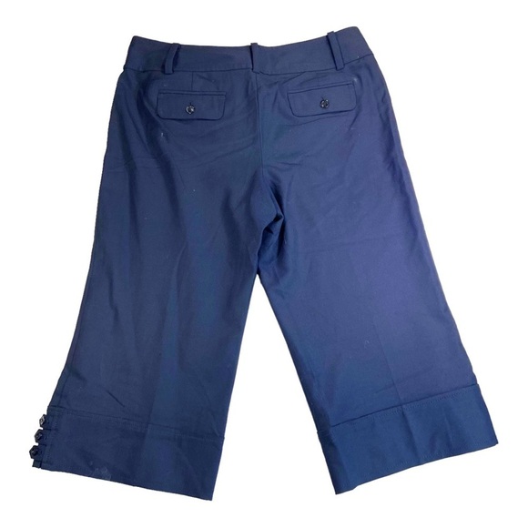Ann Taylor navy capri pants button hem women's 12 - Picture 2 of 12